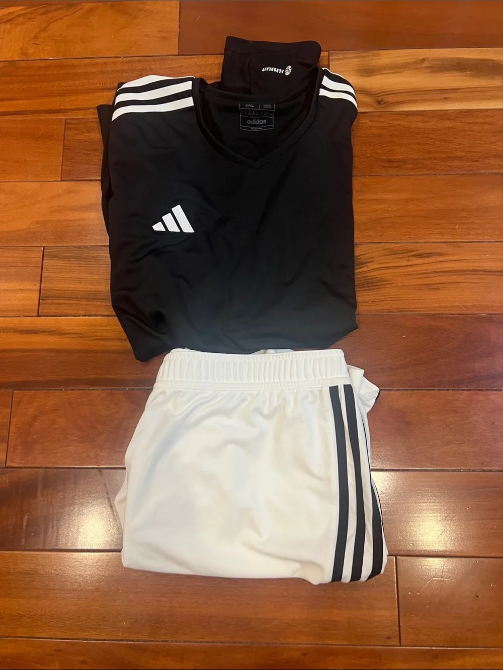Adidas Men’s White Athletic Shorts Black Stripe Black Soccer Jersey Bag